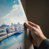 Sharjah Poster - United Arab Emirates Travel Art - Canal Domes Minaret Home Decor