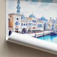 Sharjah Poster - United Arab Emirates Travel Art - Canal Domes Minaret Home Decor