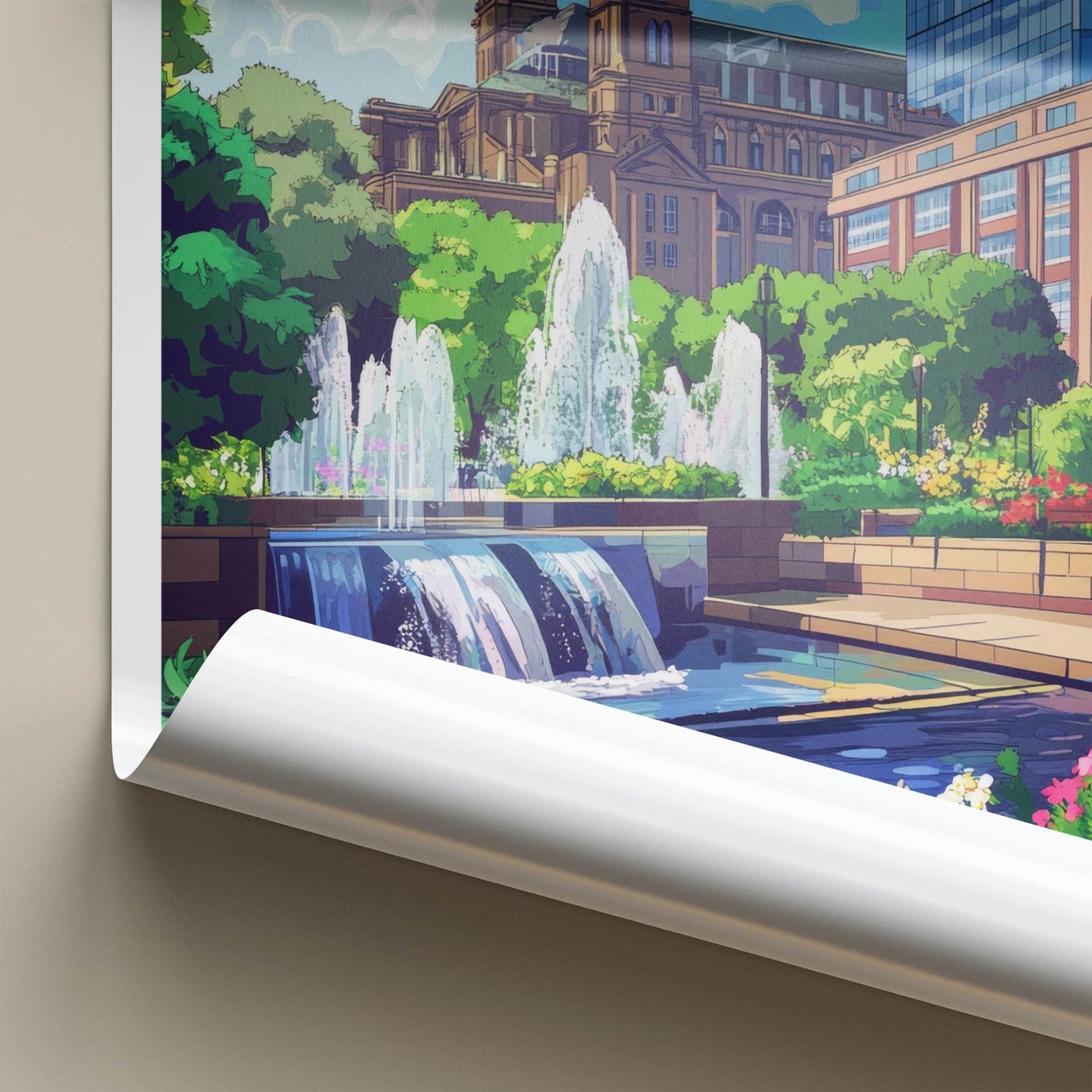 Sheffield Poster - England Travel Art - City Park Fountains Home Decor