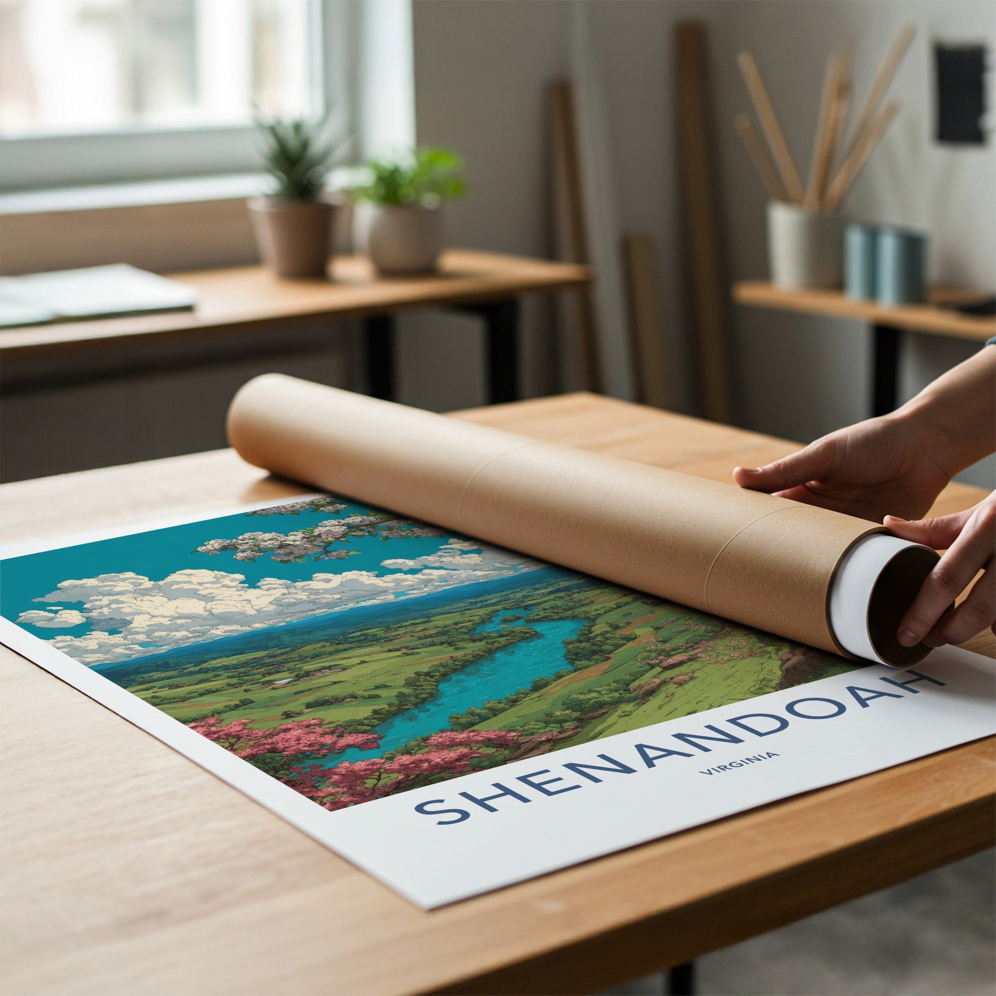Shenandoah Poster - Virginia Travel Art - River Valley Vista Home Decor