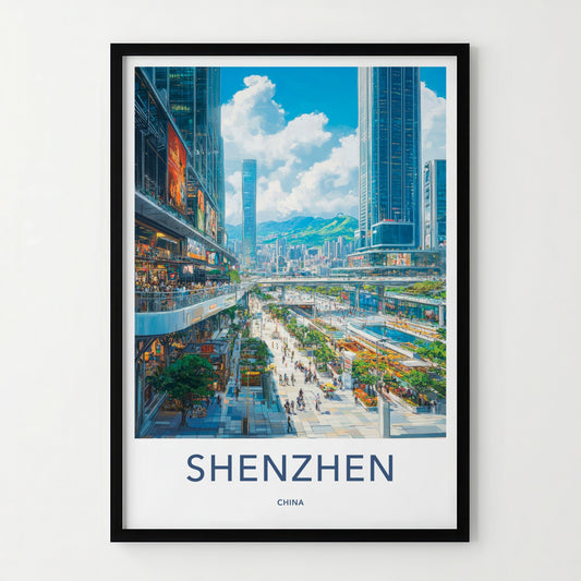 Shenzhen Poster - China Art Print - Vibrant Cityscape Street Home Decor