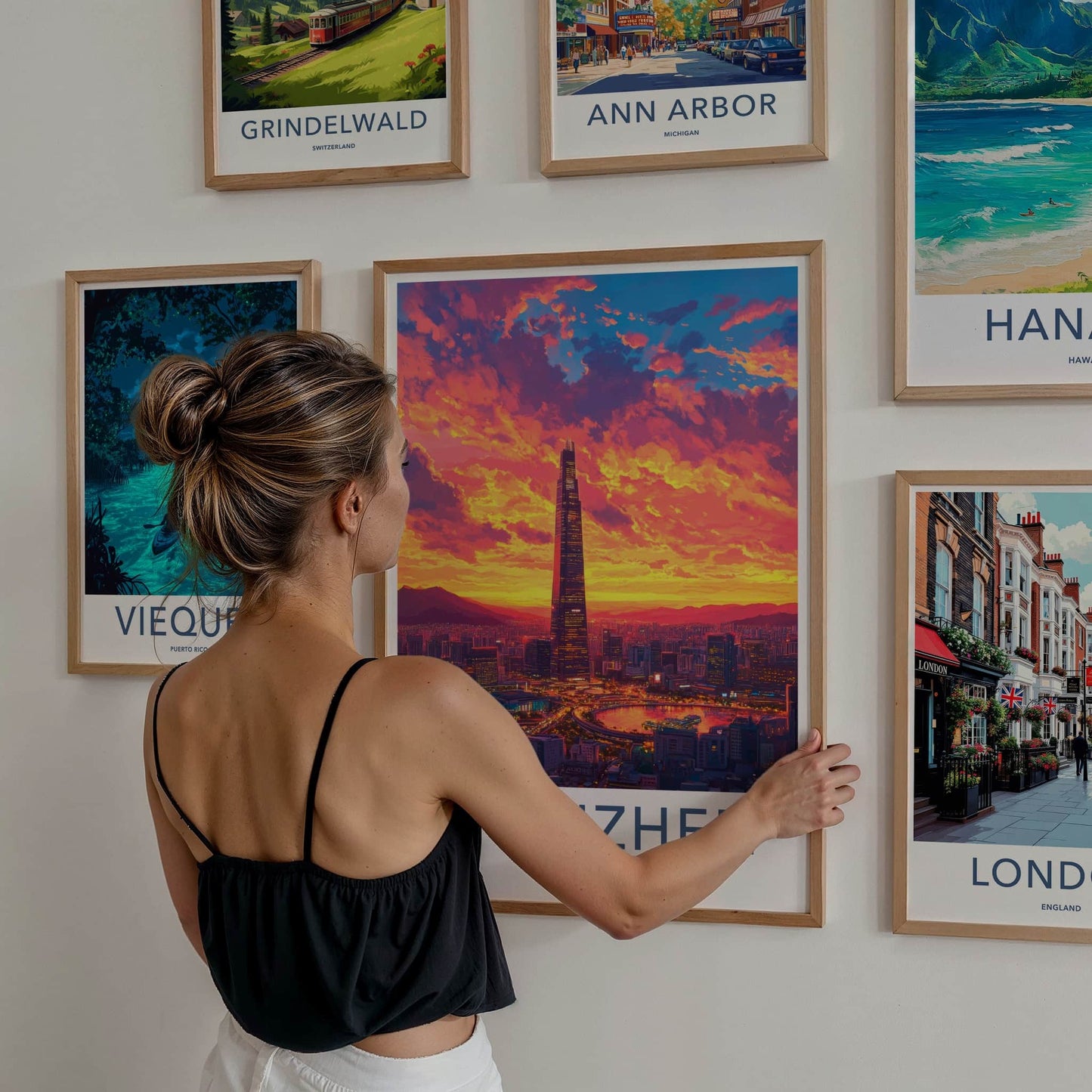 Shenzhen Poster - China Travel Art - Skyscraper City Sunset Wall Decor