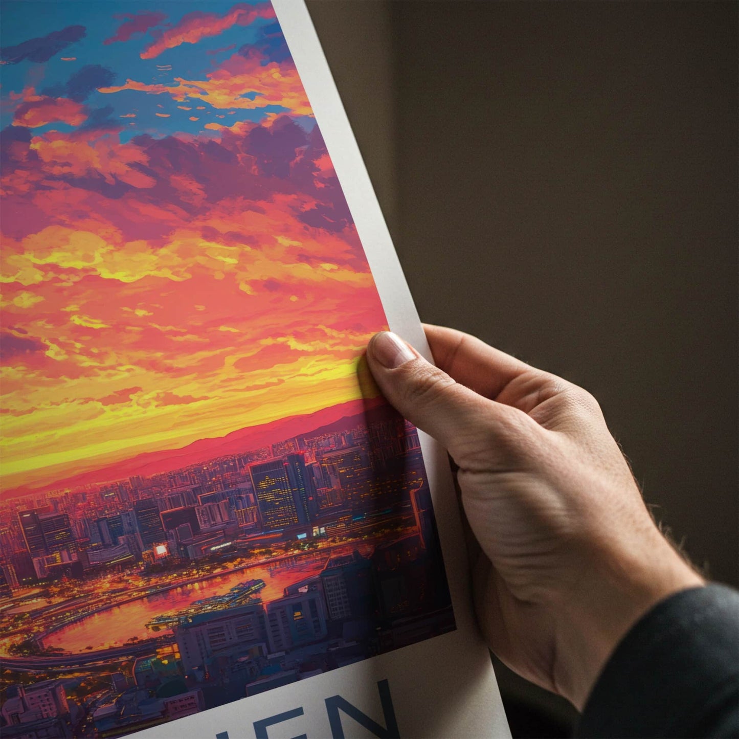 Shenzhen Poster - China Travel Art - Skyscraper City Sunset Wall Decor