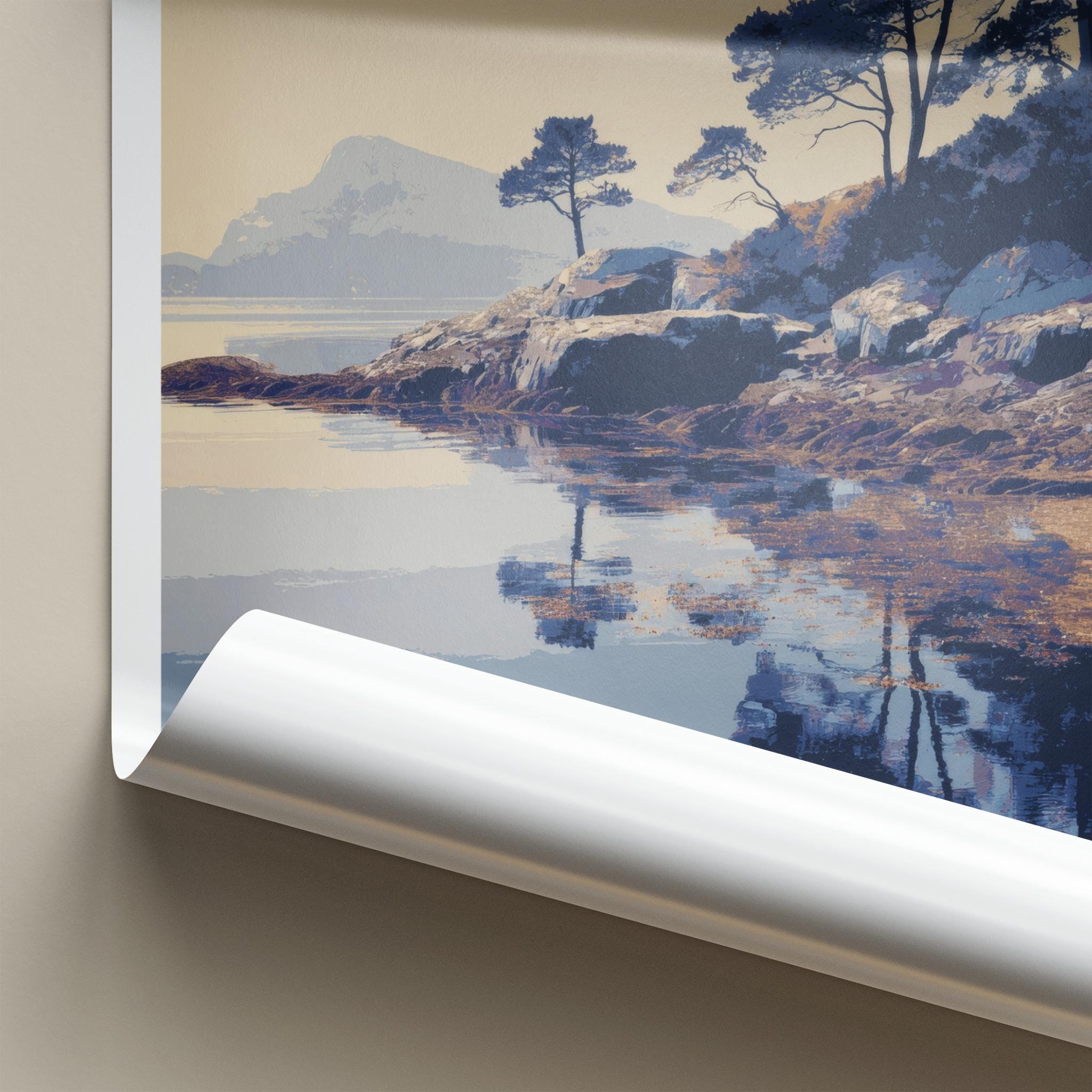 Shieldaig Poster - Scotland Travel Art - Coastal Pine Reflections Home Decor