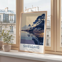 Shieldaig Poster - Scotland Travel Art - Coastal Pine Reflections Home Decor
