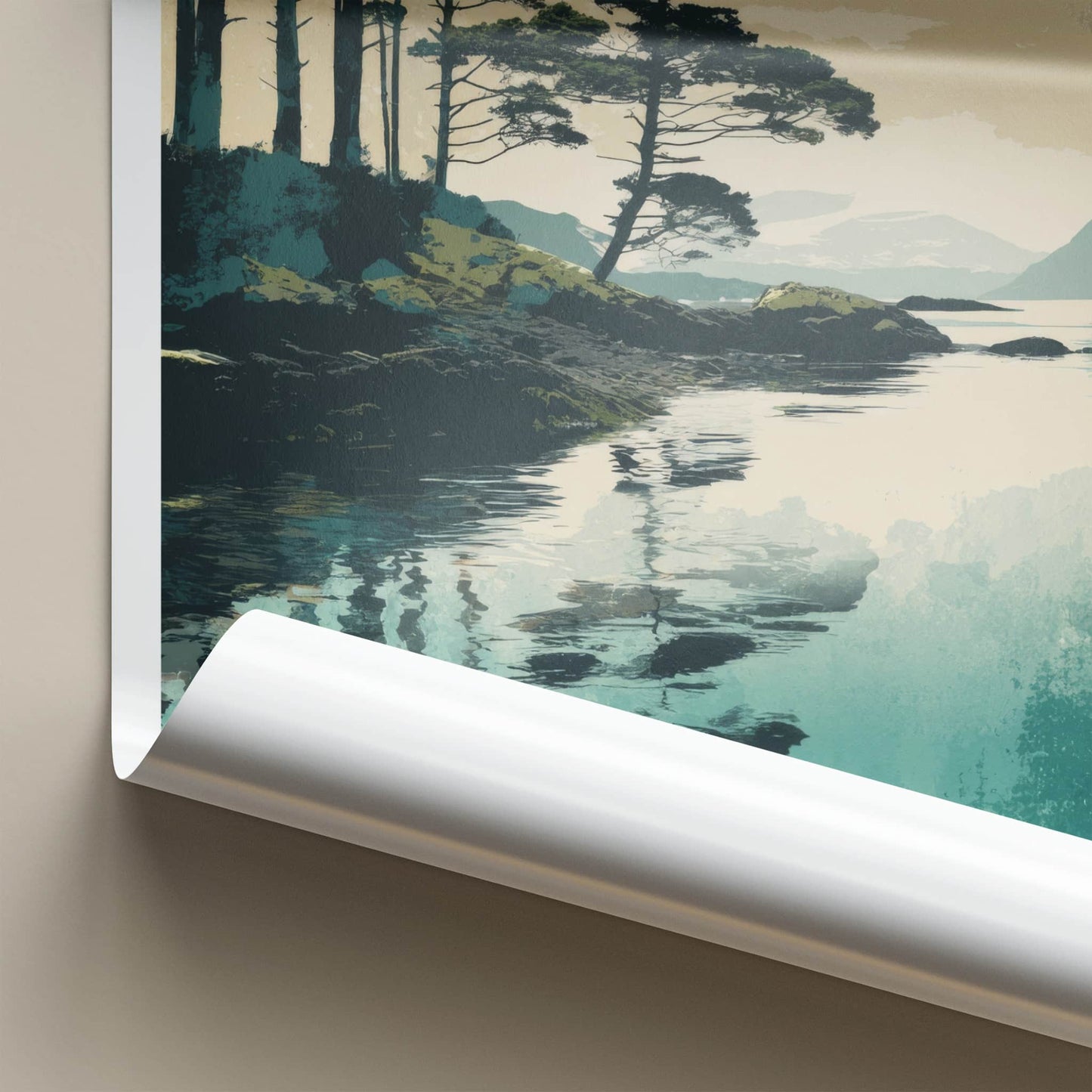 Shieldaig Poster - Scotland Travel Art - Serene Lochside Trees Home Decor