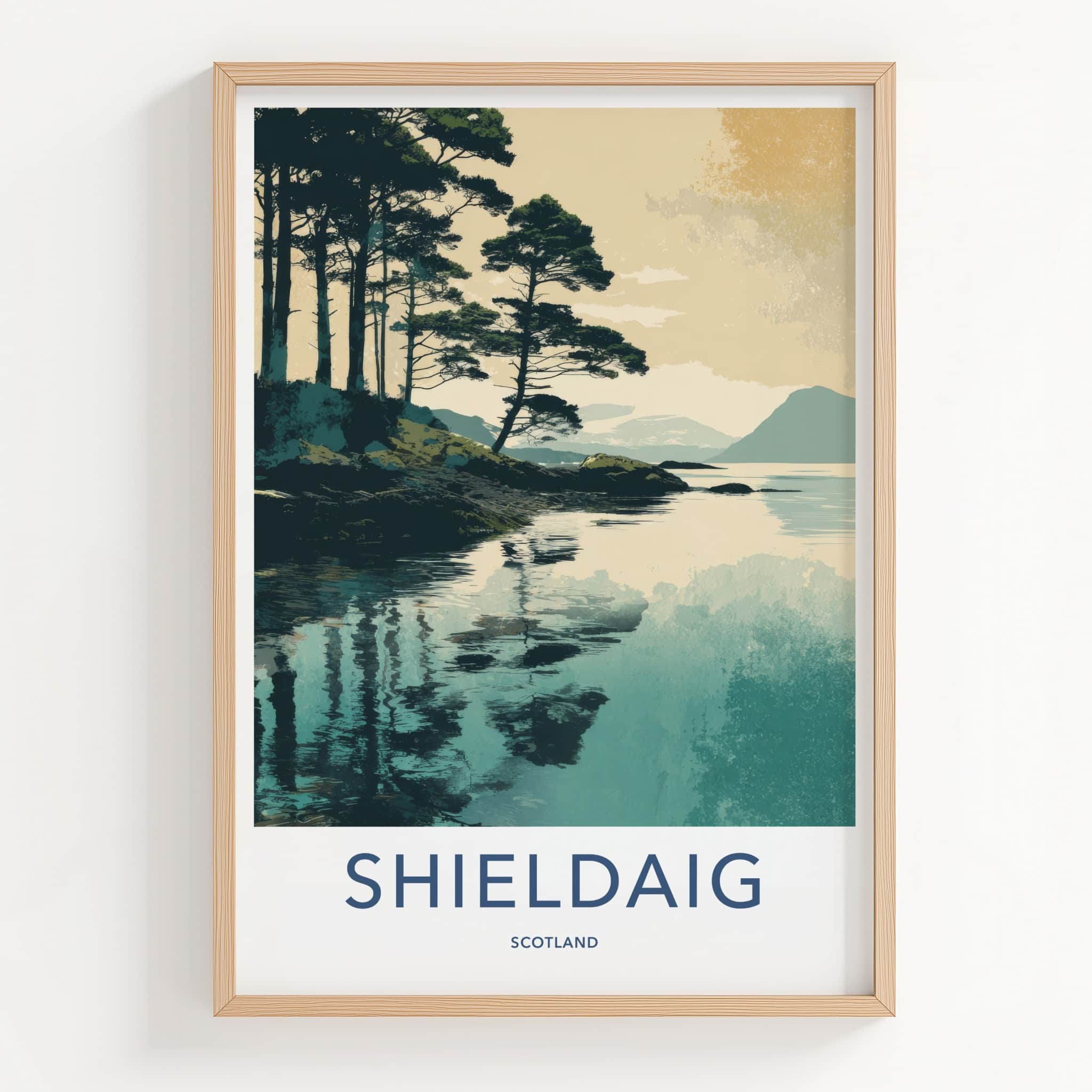 Shieldaig Poster - Scotland Travel Art - Serene Lochside Trees Home Decor