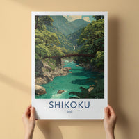 Shikoku Poster - Japan Framed Print - Green Valley Bridge Framed Decor