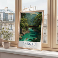 Shikoku Poster - Japan Framed Print - Green Valley Bridge Framed Decor