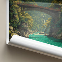 Shikoku Poster - Japan Travel Art - Mountain River Bridge Home Decor