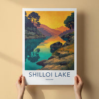Shilloi Lake Poster - India Travel Art - Nagaland Golden Mountain Lake Home Decor