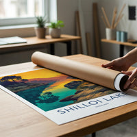 Shilloi Lake Poster - India Travel Art - Nagaland Golden Mountain Lake Home Decor