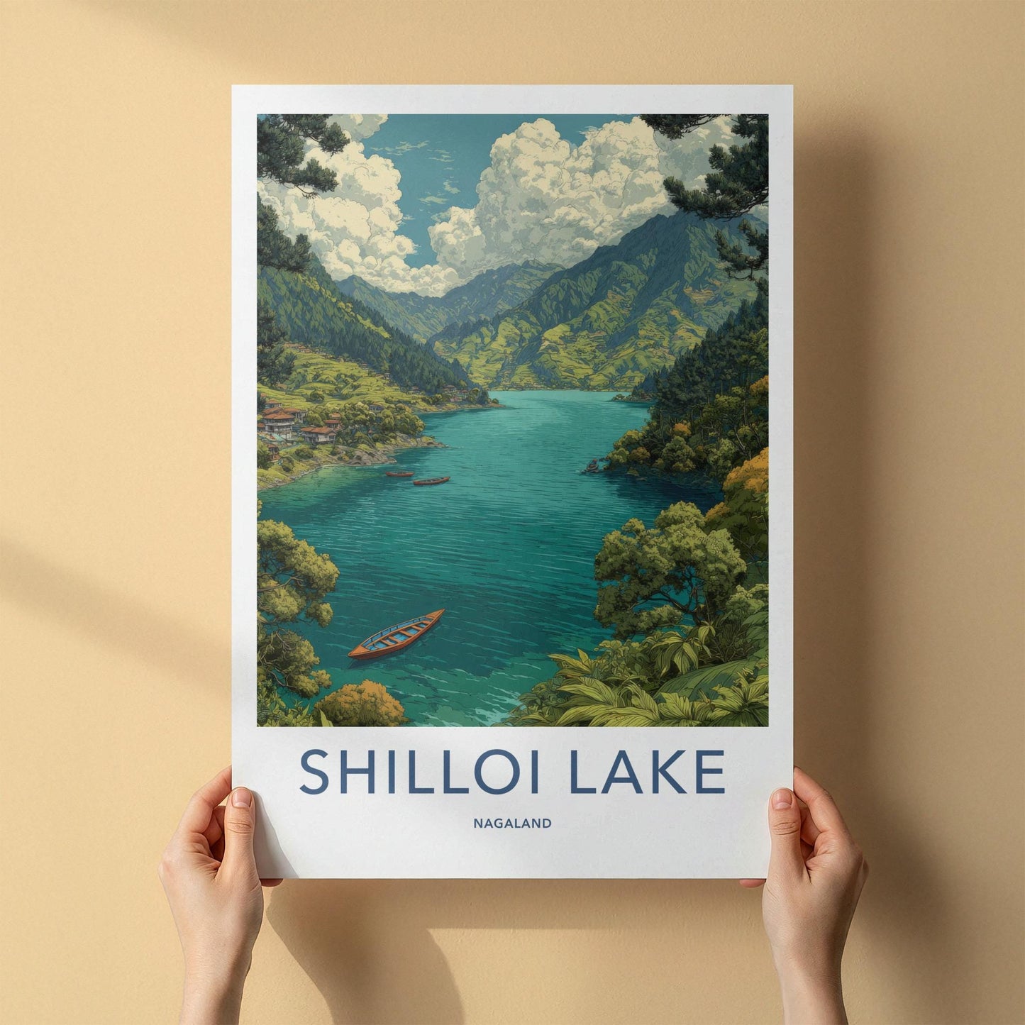 Shilloi Lake Poster - India Travel Art - Nagaland Mountain Lake Home Decor