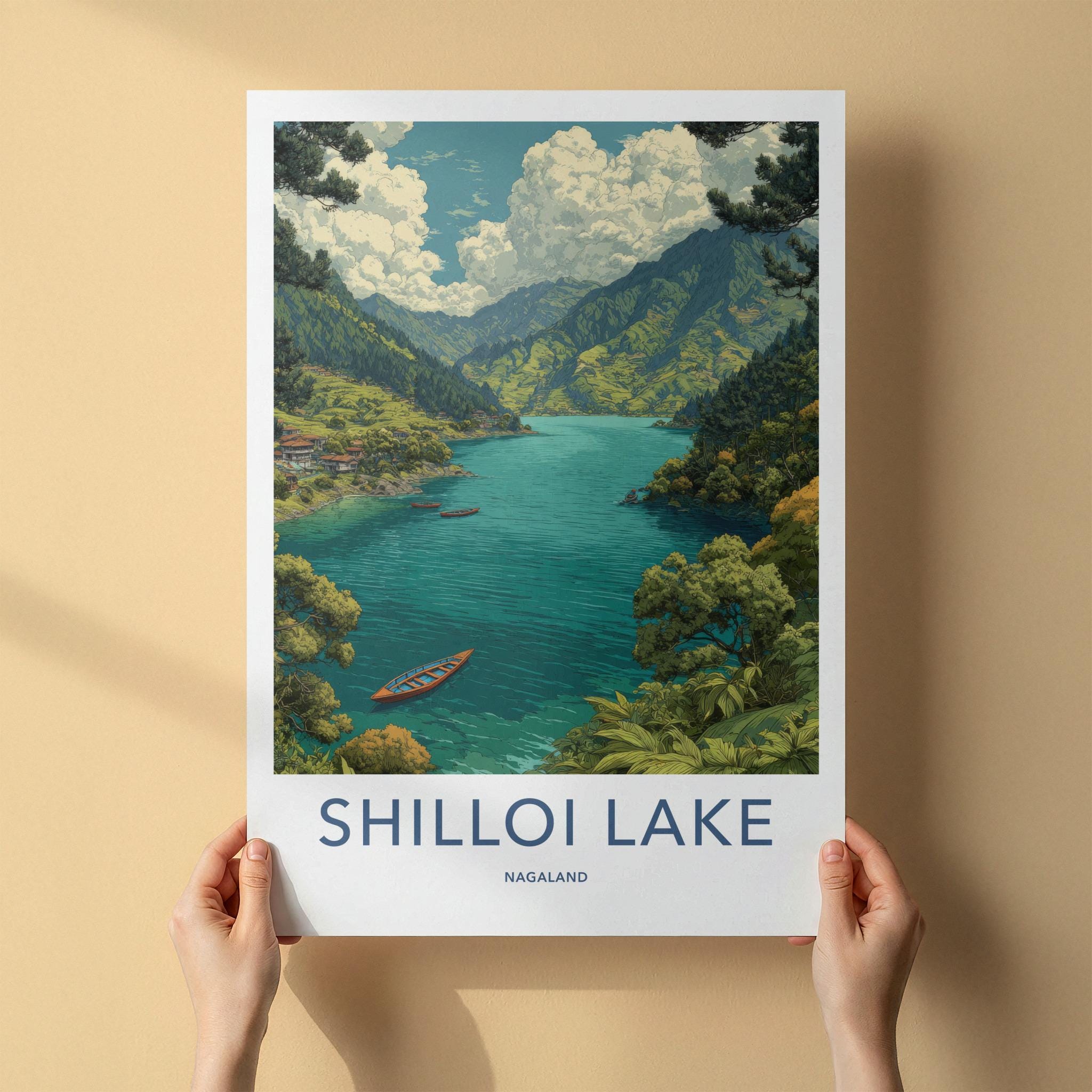 Shilloi Lake Poster - India Travel Art - Nagaland Mountain Lake Home Decor