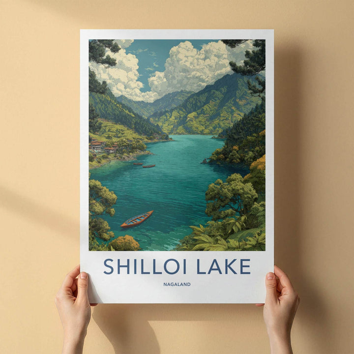 Shilloi Lake Poster - India Travel Art - Nagaland Mountain Lake Home Decor