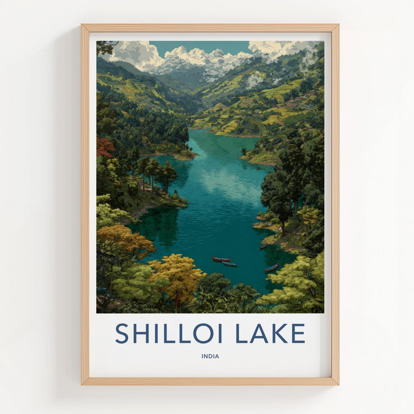 Shilloi Lake Poster - India Travel Art - Nagaland Mountain Scenery Home Decor