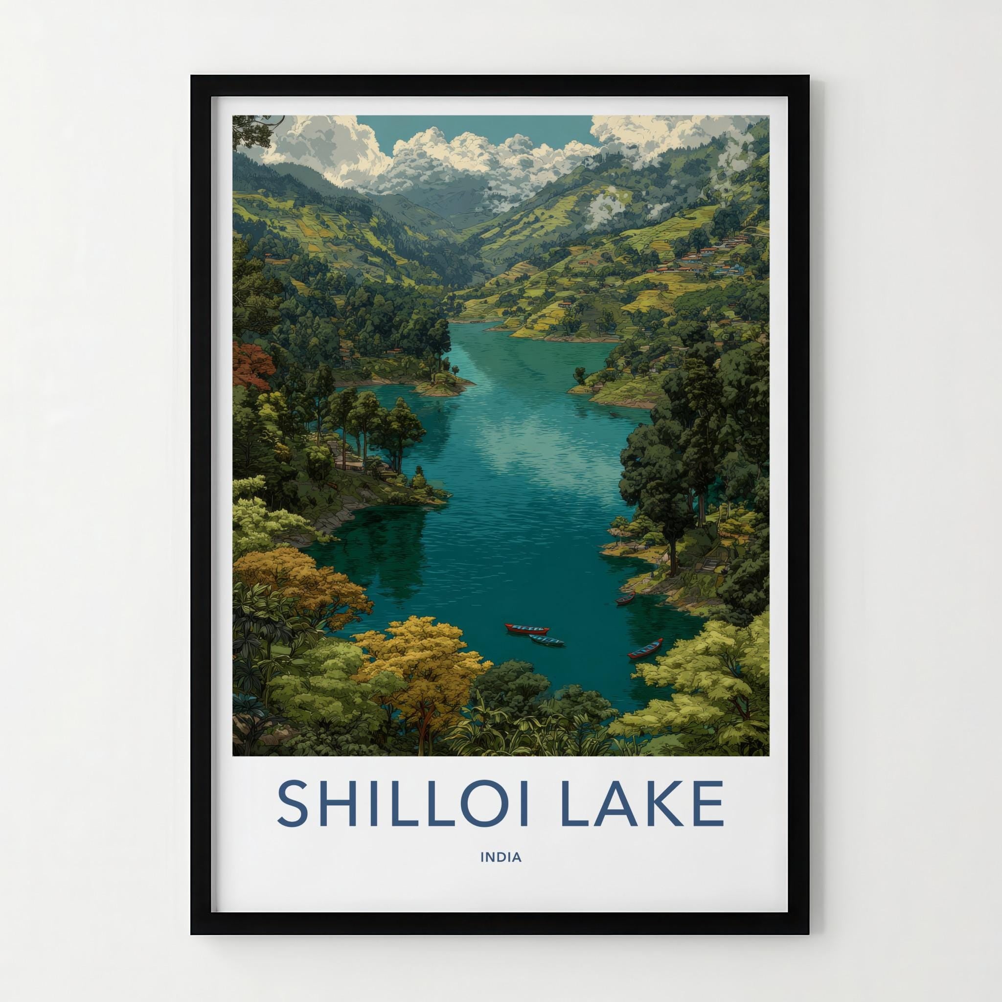 Shilloi Lake Poster - India Travel Art - Nagaland Mountain Scenery Home Decor