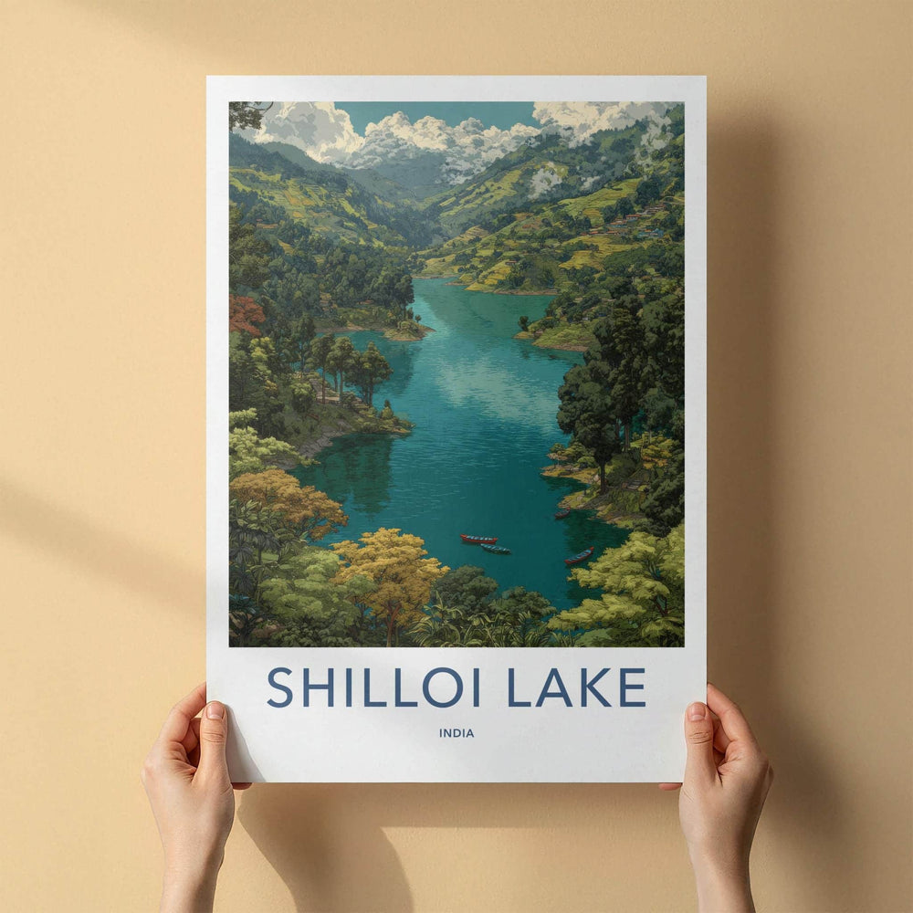 Shilloi Lake Poster - India Travel Art - Nagaland Mountain Scenery Home Decor
