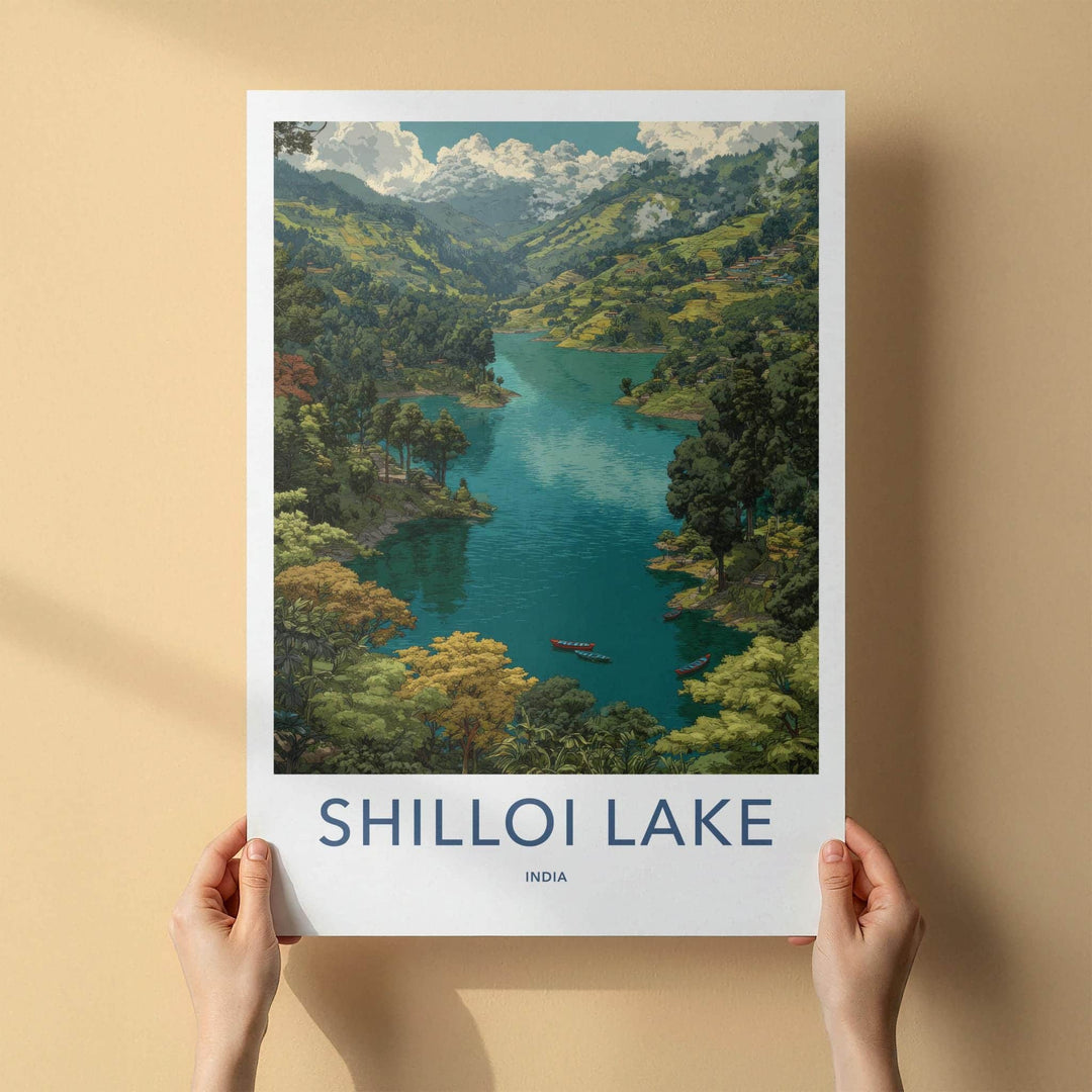 Shilloi Lake Poster - India Travel Art - Nagaland Mountain Scenery Home Decor