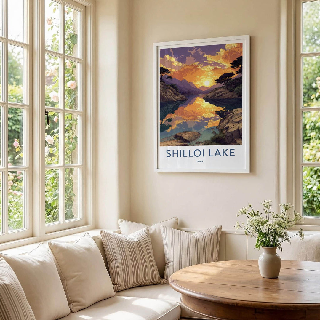 Shilloi Lake Poster - India Travel Art - Nagaland Vivid Sunset Reflections Home Decor