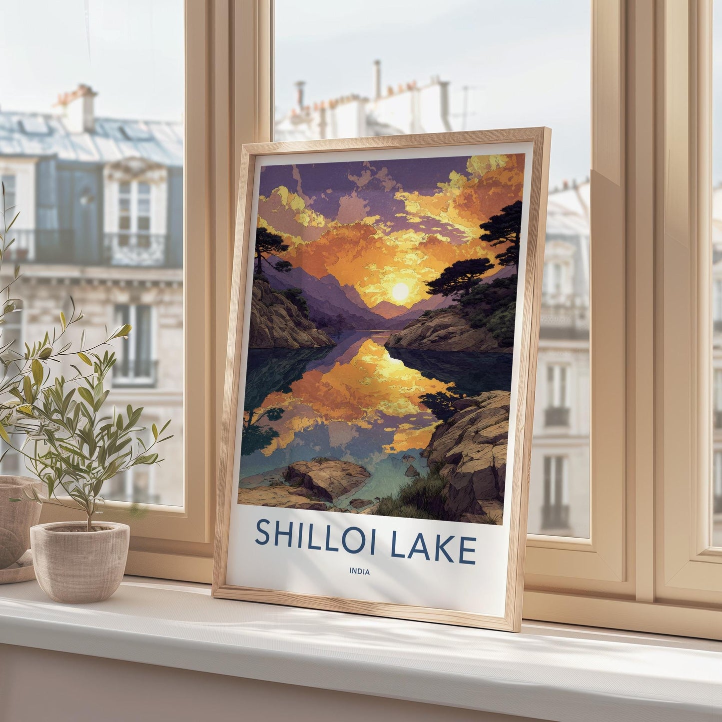 Shilloi Lake Poster - India Travel Art - Nagaland Vivid Sunset Reflections Home Decor