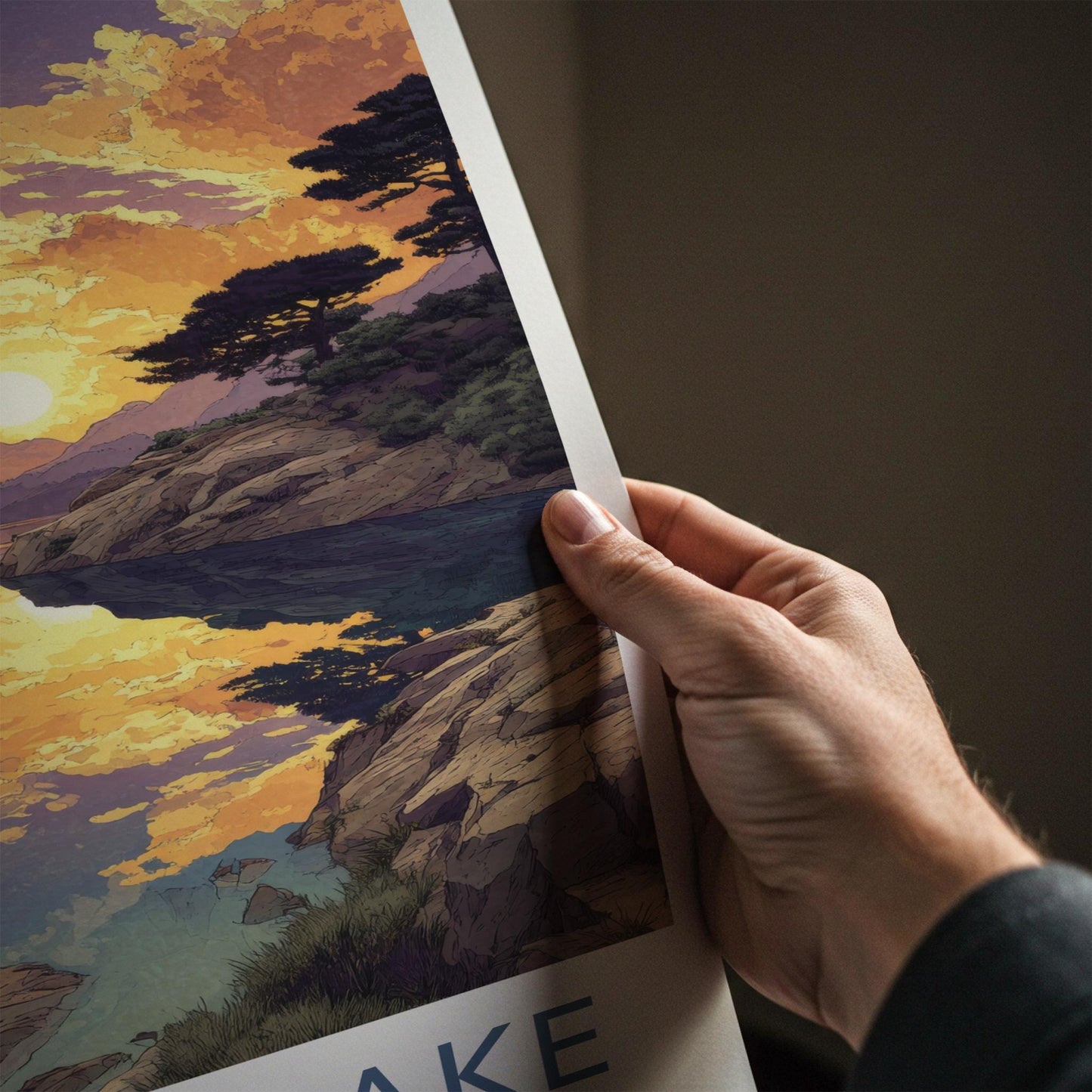 Shilloi Lake Poster - India Travel Art - Nagaland Vivid Sunset Reflections Home Decor