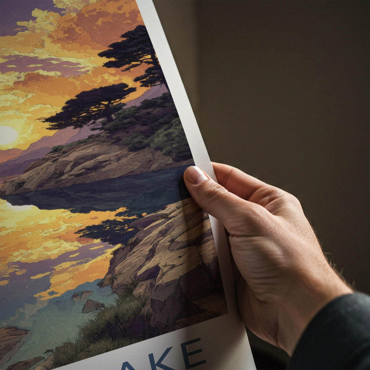 Shilloi Lake Poster - India Travel Art - Nagaland Vivid Sunset Reflections Home Decor