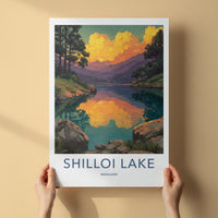 Shilloi Lake Poster - India Wall Art - Nagaland Golden Sky Reflection Home Decor