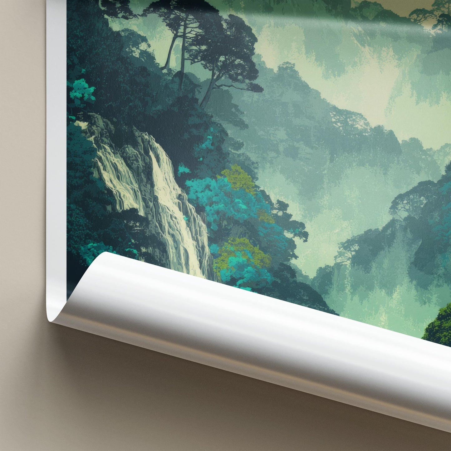 Shirakami Sanchi Poster - Japan Wall Art - Dense Forest Waterfall Home Decor