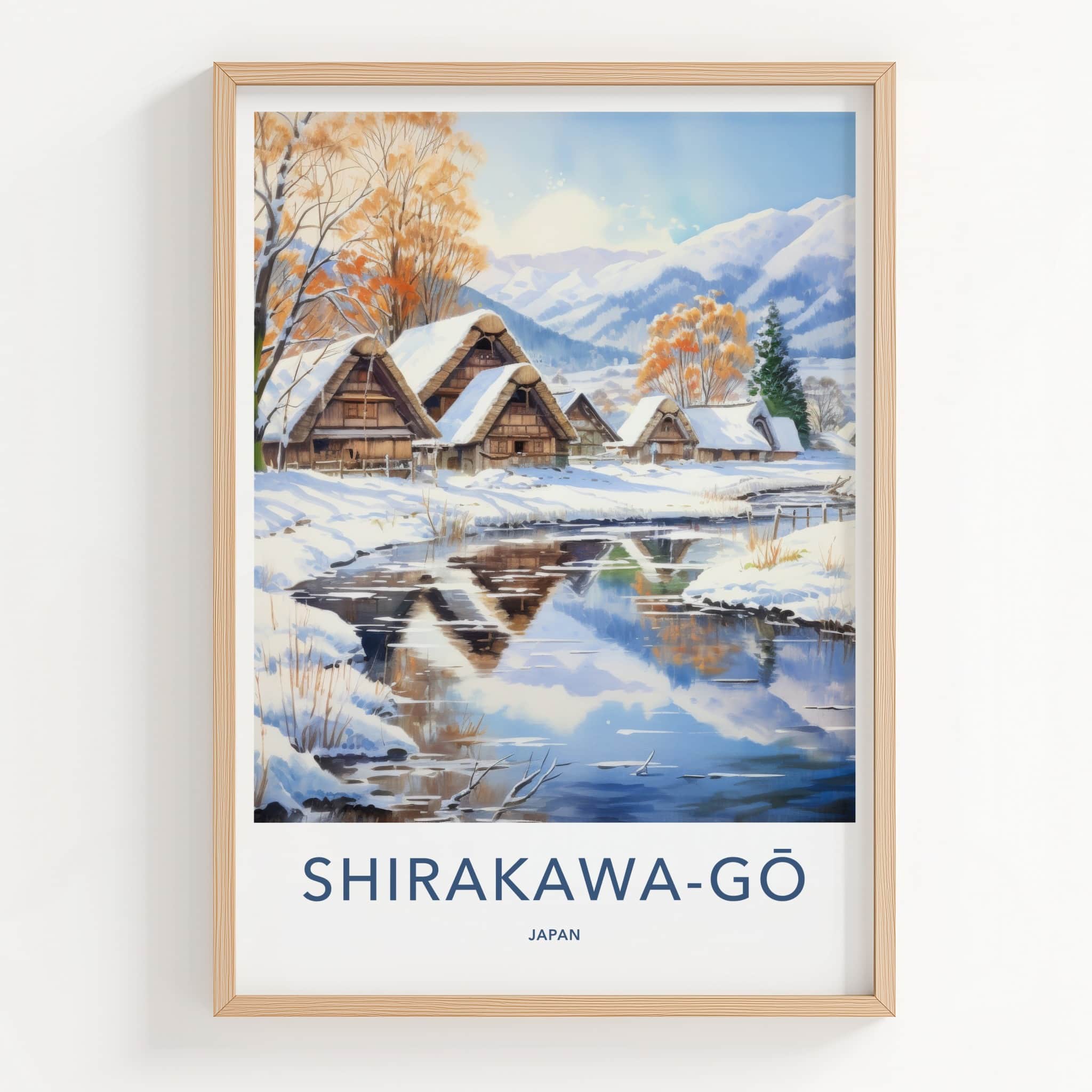 Shirakawa-Go Poster - Japan Travel Art - Gassho Village Stream Home Decor