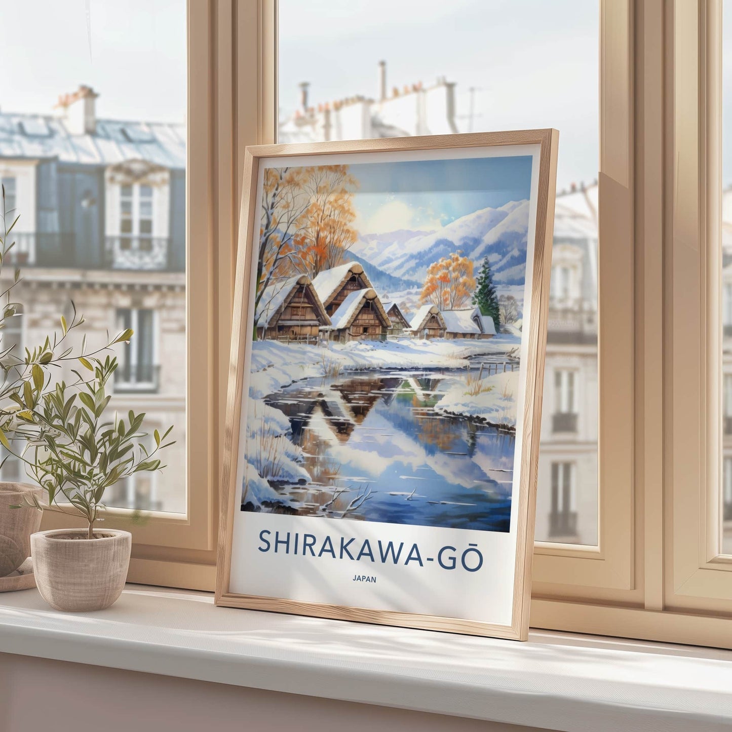 Shirakawa-Go Poster - Japan Travel Art - Gassho Village Stream Home Decor