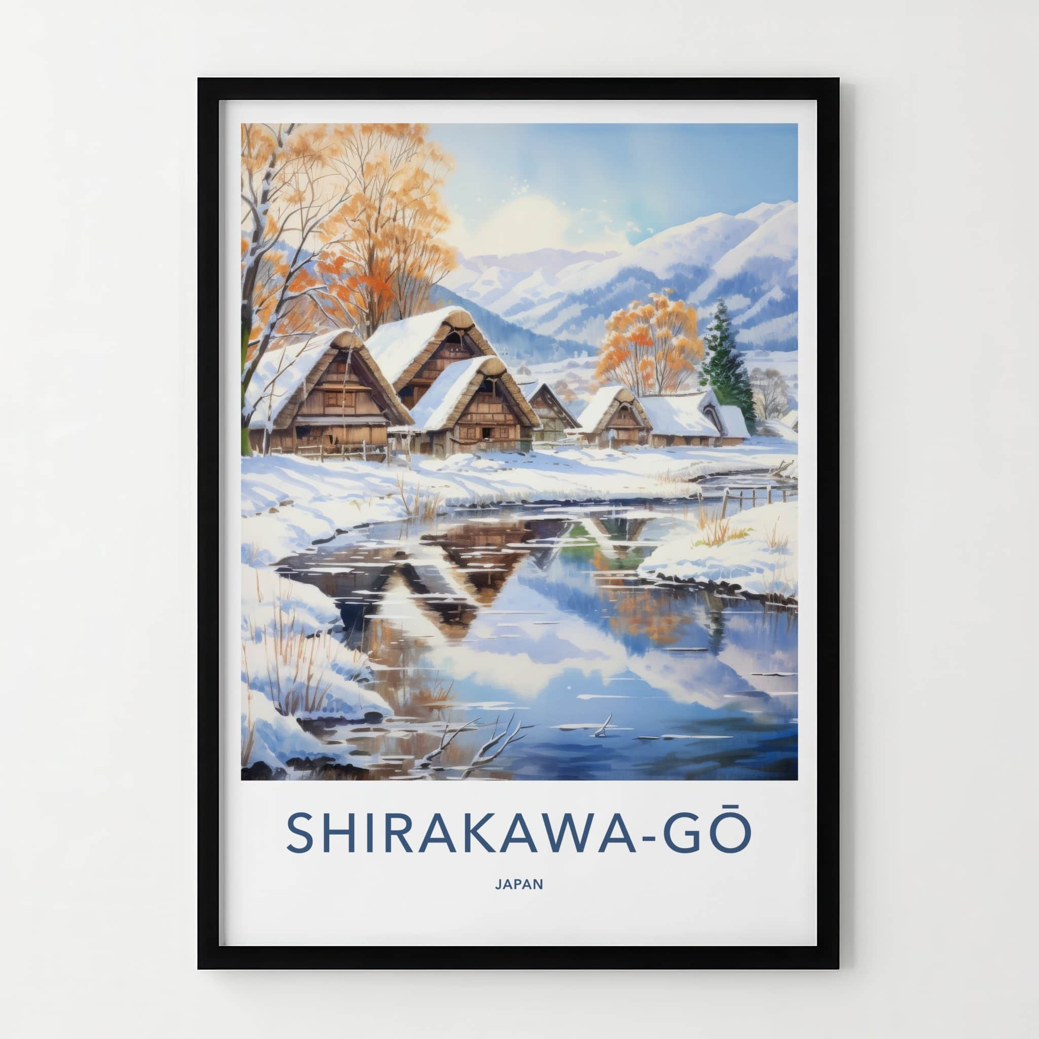 Shirakawa-Go Poster - Japan Travel Art - Gassho Village Stream Home Decor