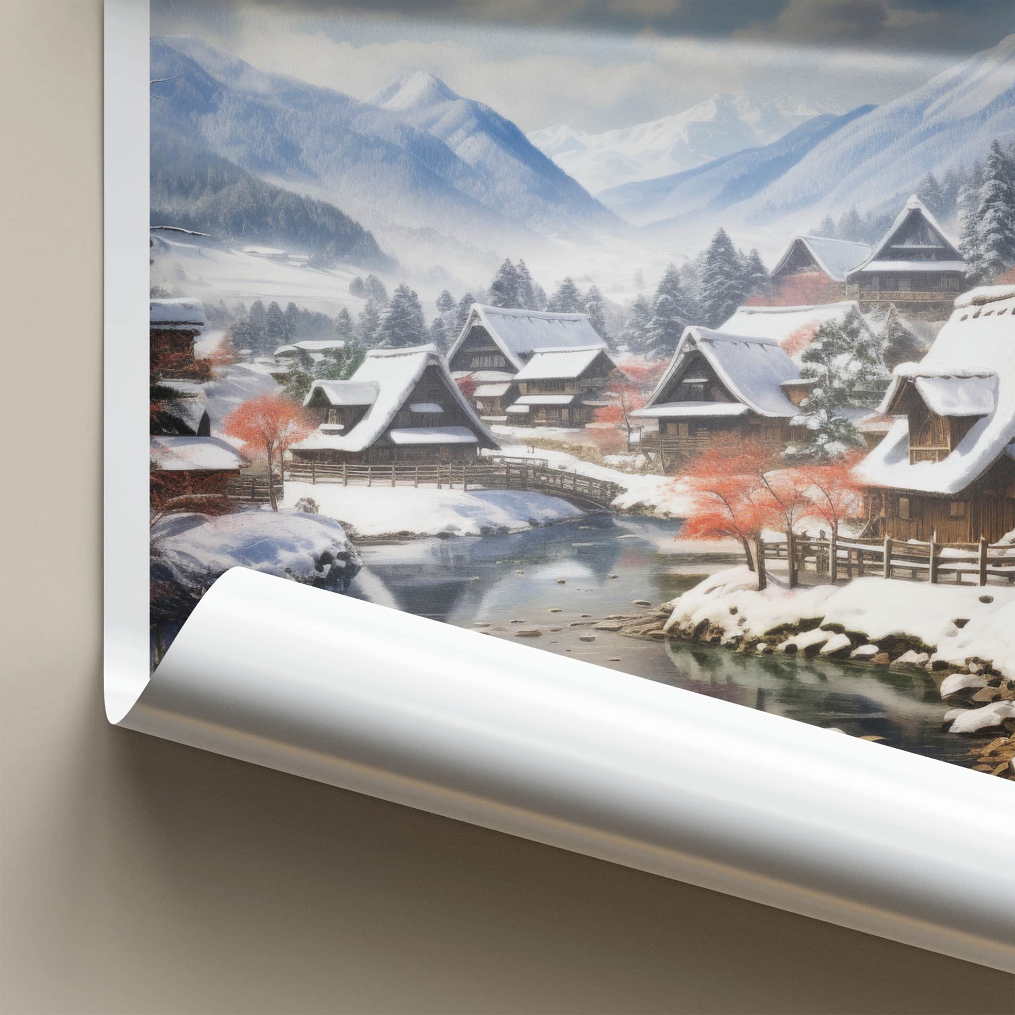 Shirakawa-Go Poster - Japan Travel Art - Snow Covered Village Home Decor
