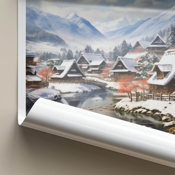 Shirakawa-Go Poster - Japan Travel Art - Snow Covered Village Home Decor