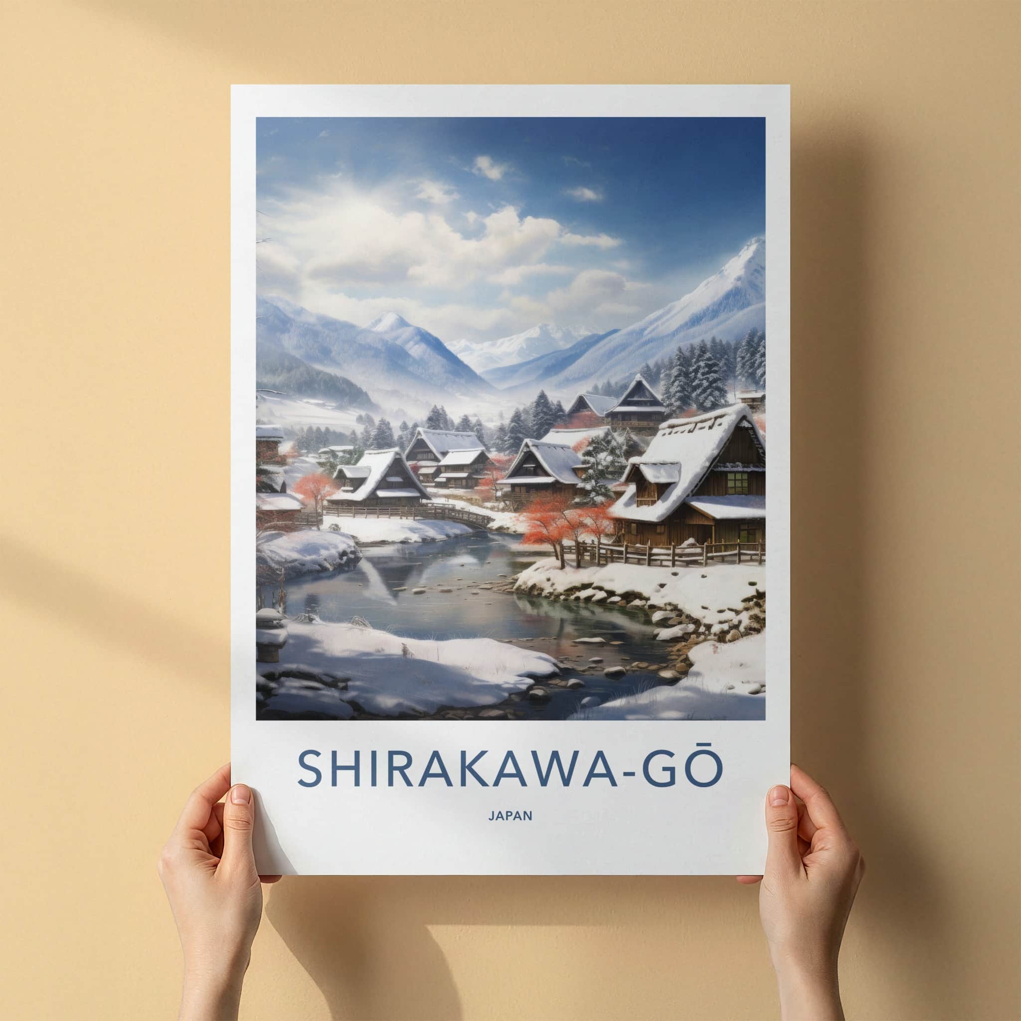 Shirakawa-Go Poster - Japan Travel Art - Snow Covered Village Home Decor