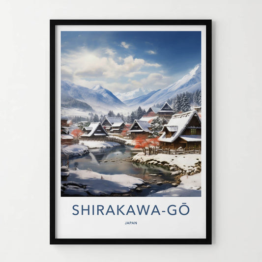Shirakawa-Go Poster - Japan Travel Art - Snow Covered Village Home Decor