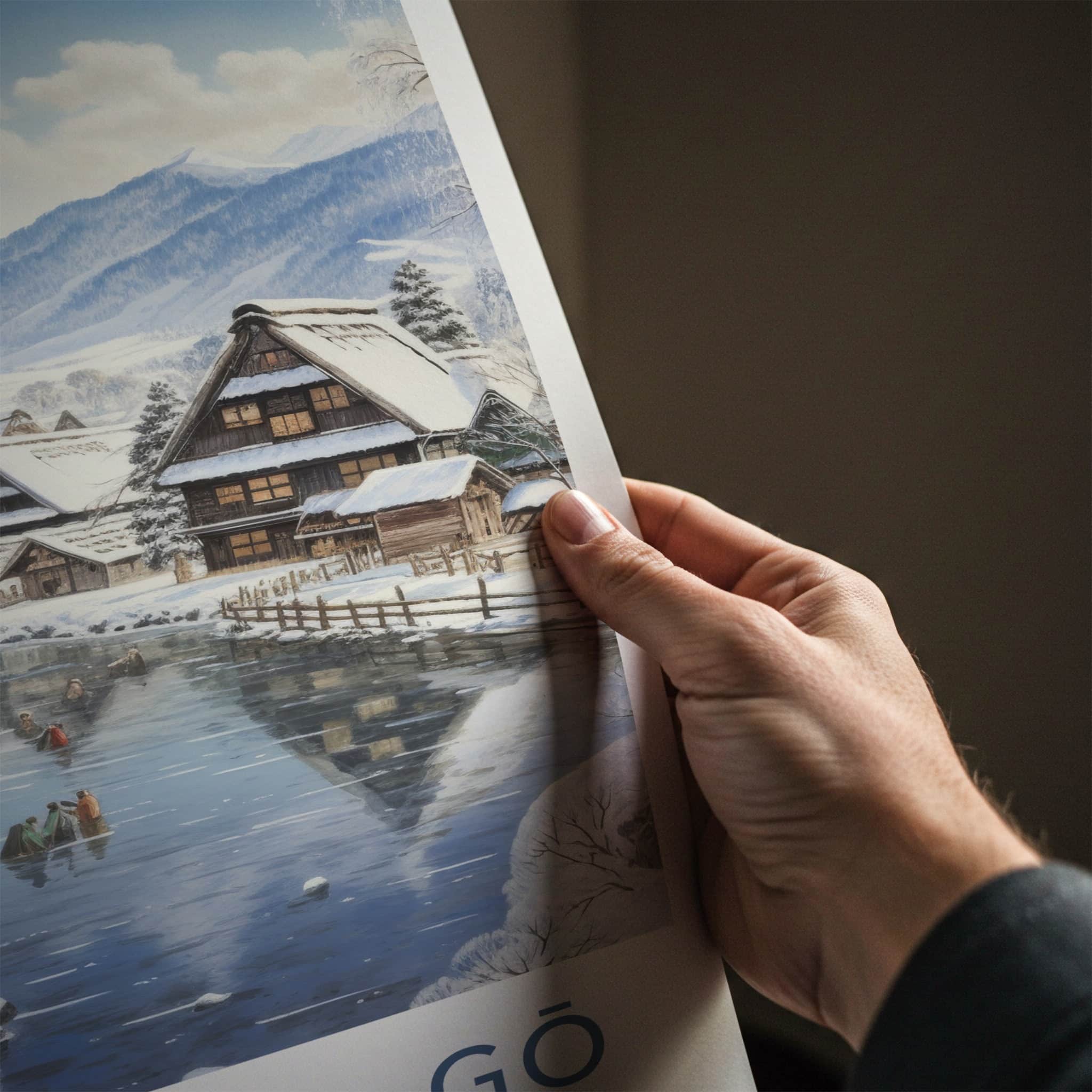 Shirakawa-Go Poster - Japan Travel Art - Snow Covered Village Home Decor