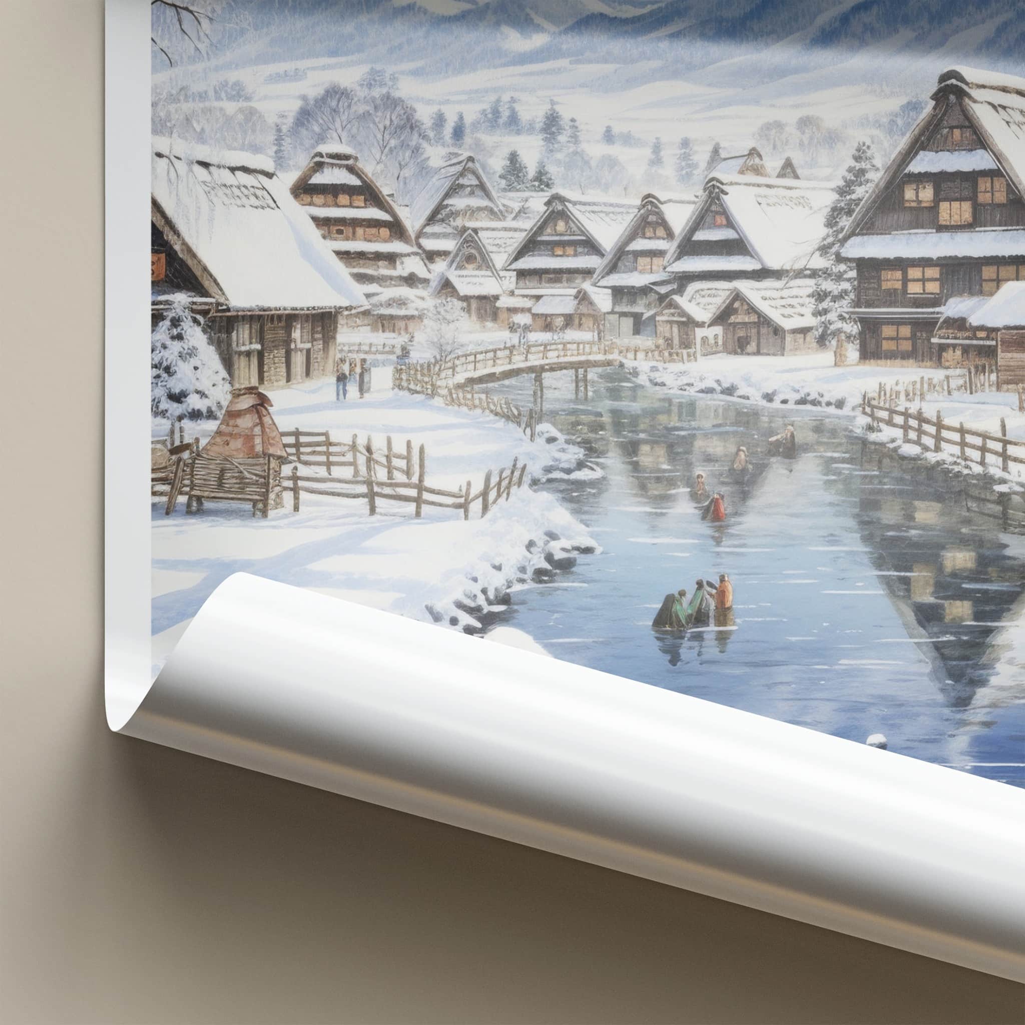 Shirakawa-Go Poster - Japan Travel Art - Snow Covered Village Home Decor