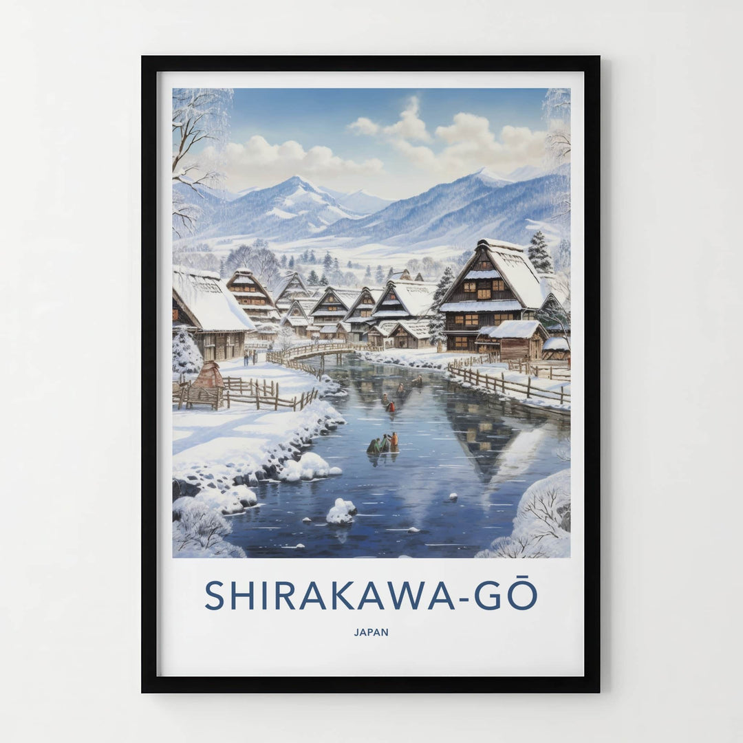 Shirakawa-Go Poster - Japan Travel Art - Snow Covered Village Home Decor