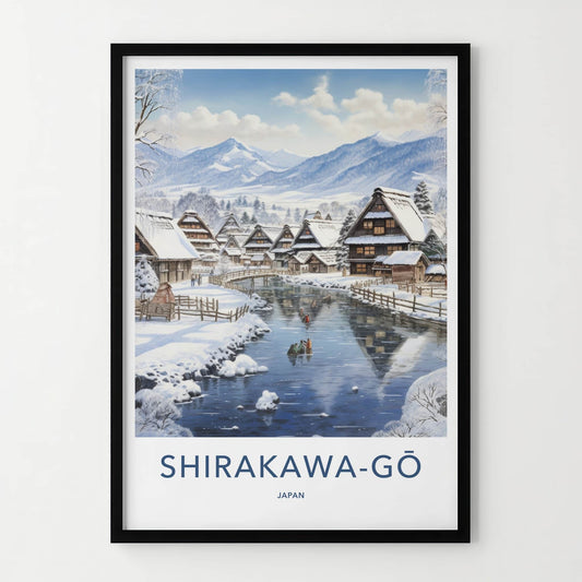 Shirakawa-Go Poster - Japan Travel Art - Snow Covered Village Home Decor