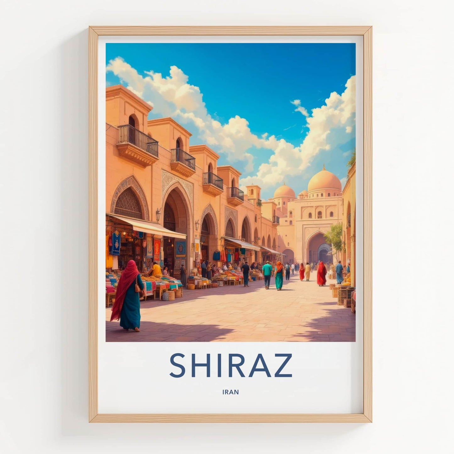 Shiraz Poster - Iran Framed Art - Bustling Bazaar Street Framed Decor