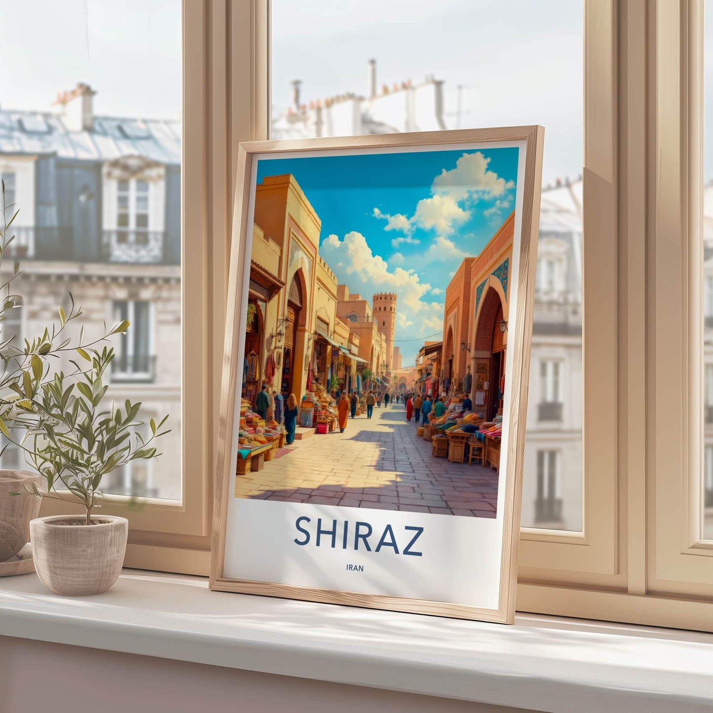 Shiraz Poster - Iran Travel Art - Ancient City Bazaar Wall Decor
