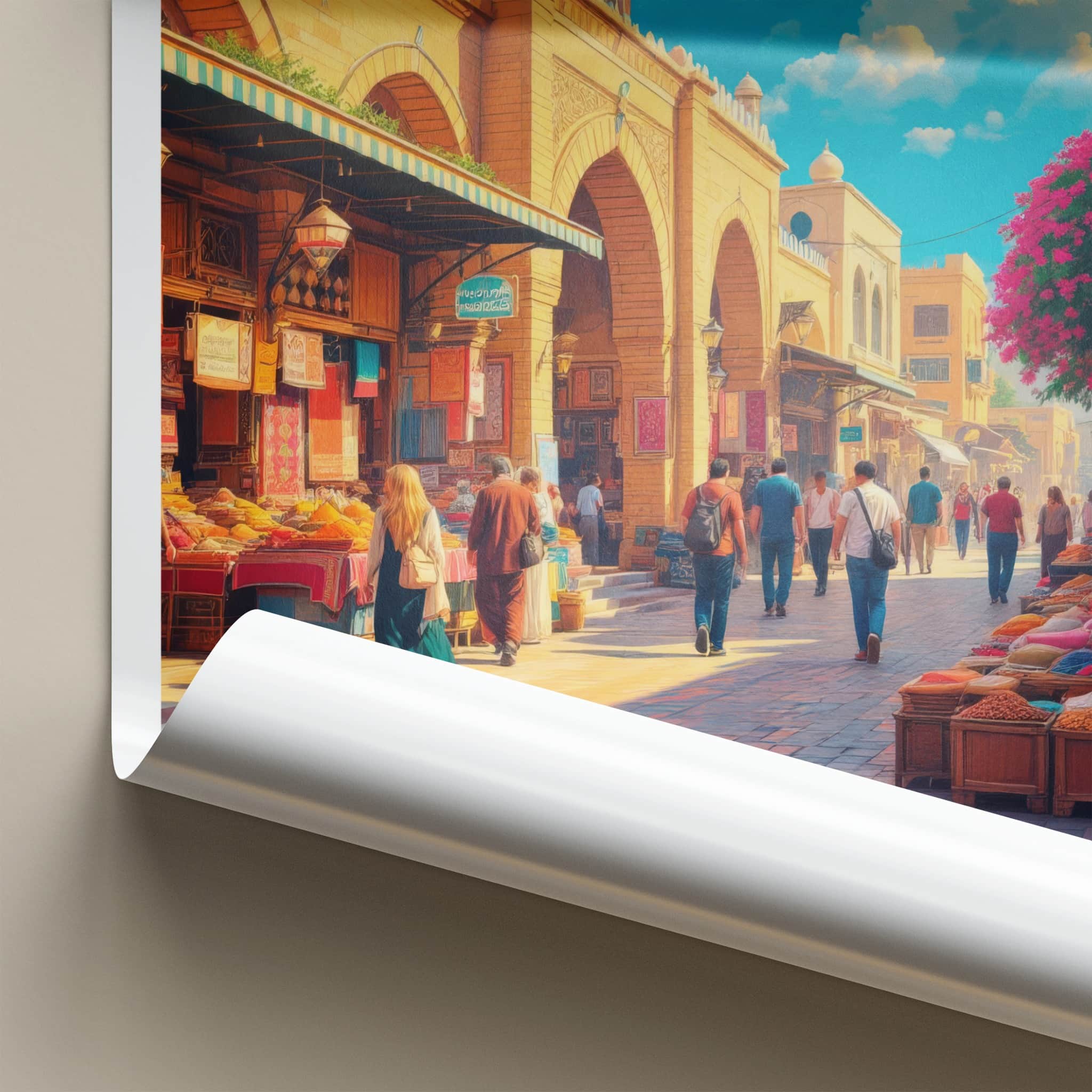 Shiraz Poster - Iran Travel Art - Bustling Market Street Home Decor