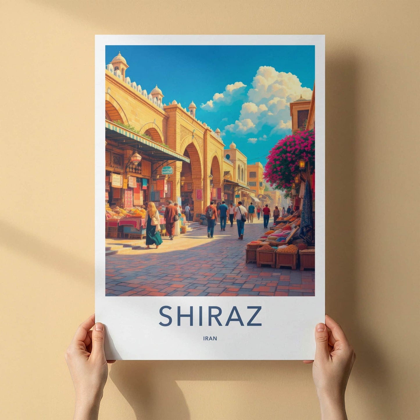 Shiraz Poster - Iran Travel Art - Bustling Market Street Home Decor