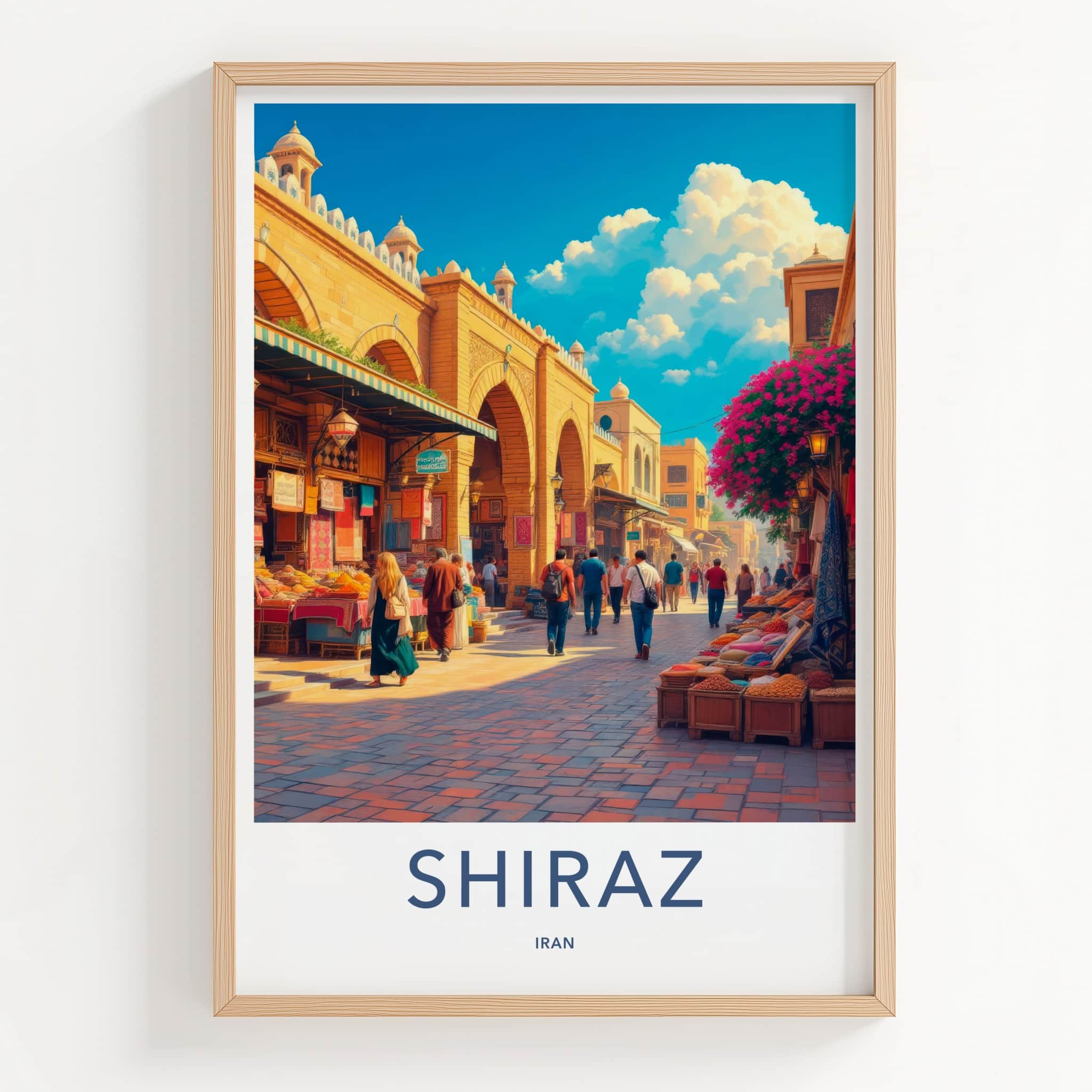Shiraz Poster - Iran Travel Art - Bustling Market Street Home Decor