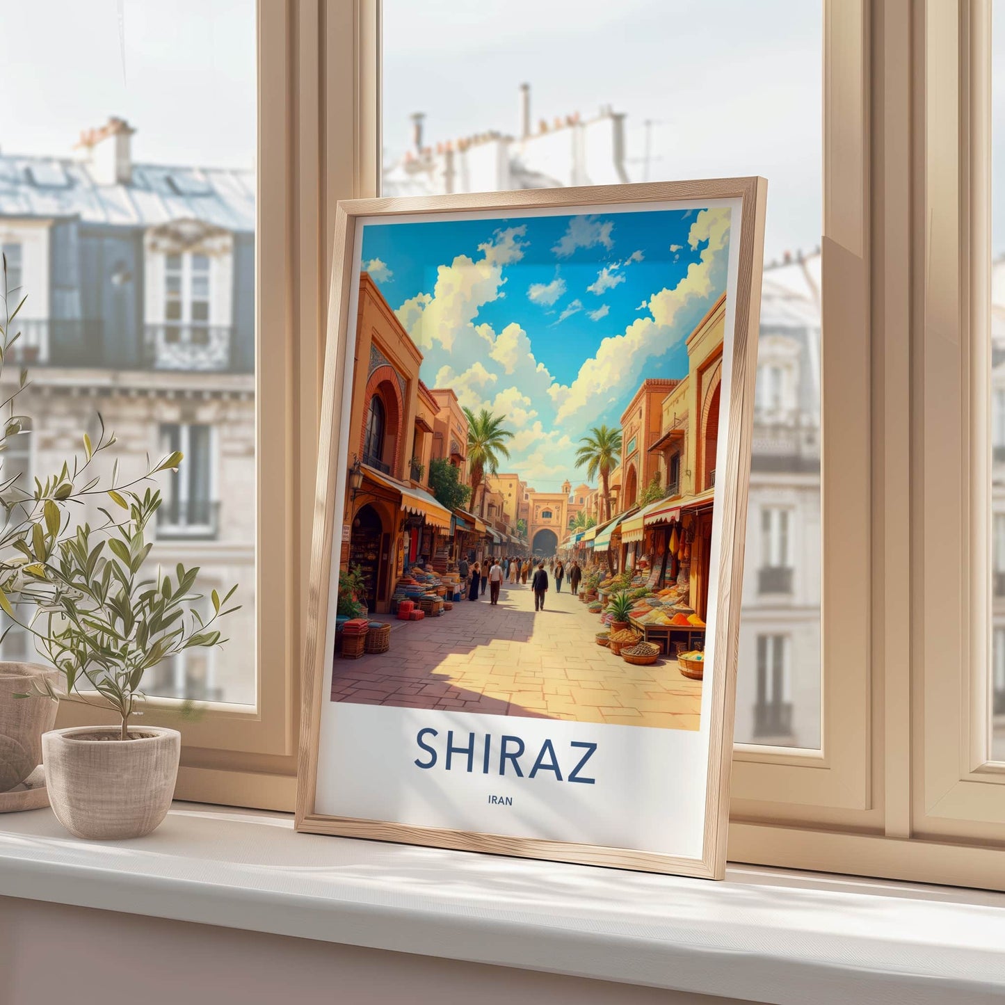 Shiraz Poster - Iran Travel Art - Bustling Market Street Wall Decor