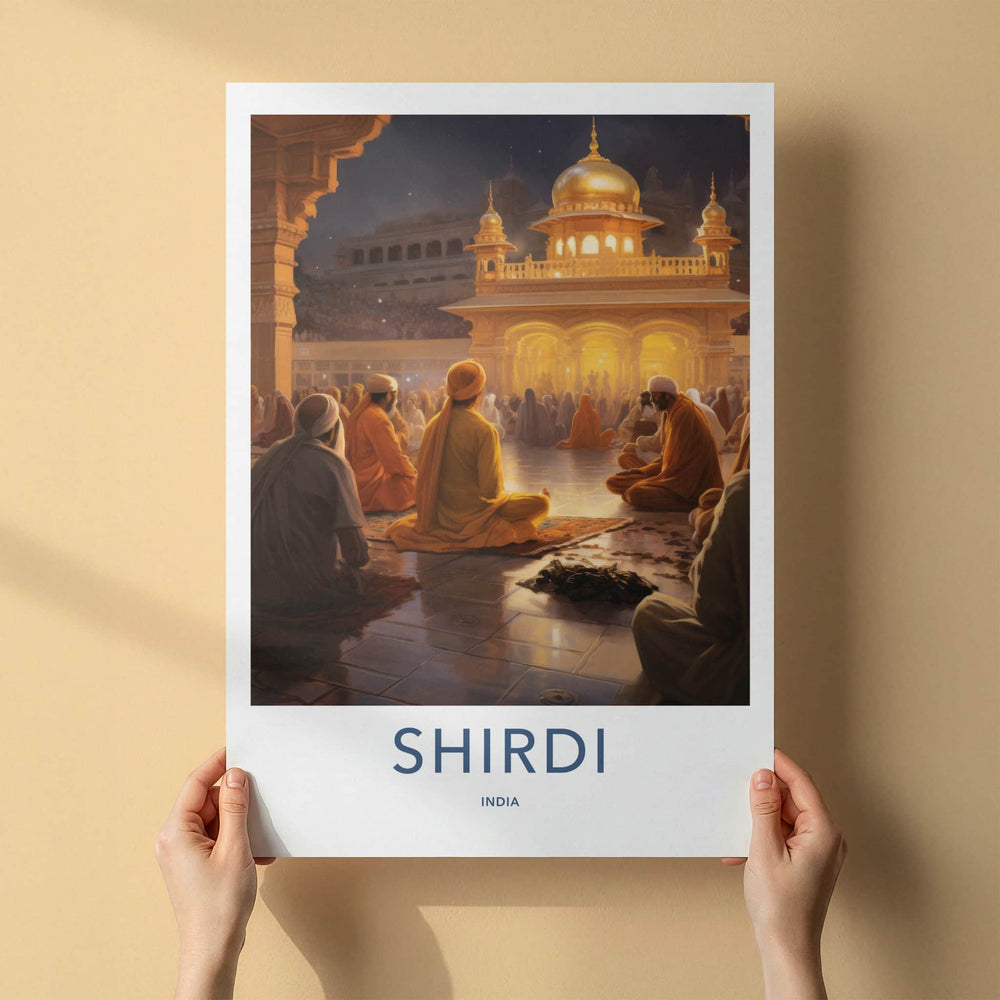 Shirdi Poster - India Travel Art - Maharashtra Golden Temple Wall Decor
