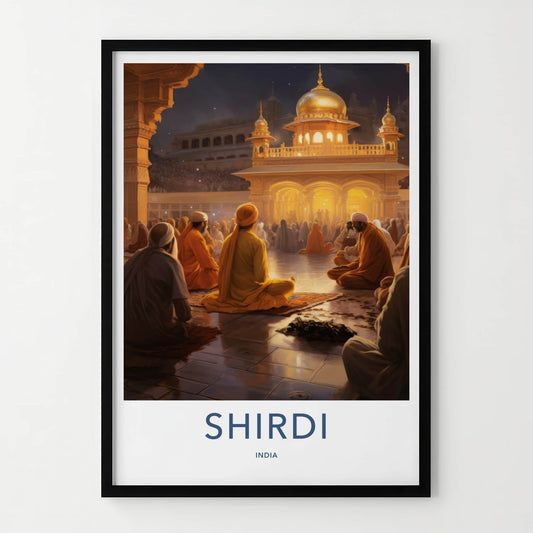 Shirdi Poster - India Travel Art - Maharashtra Golden Temple Wall Decor