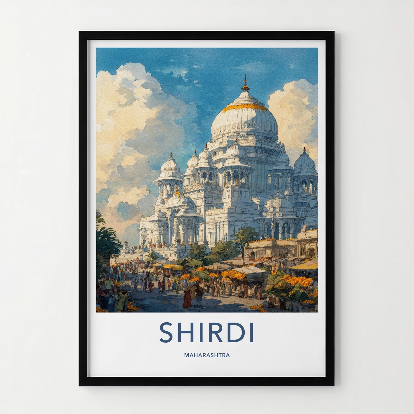 Shirdi Poster - India Travel Art - Maharashtra White Temple Complex Home Decor