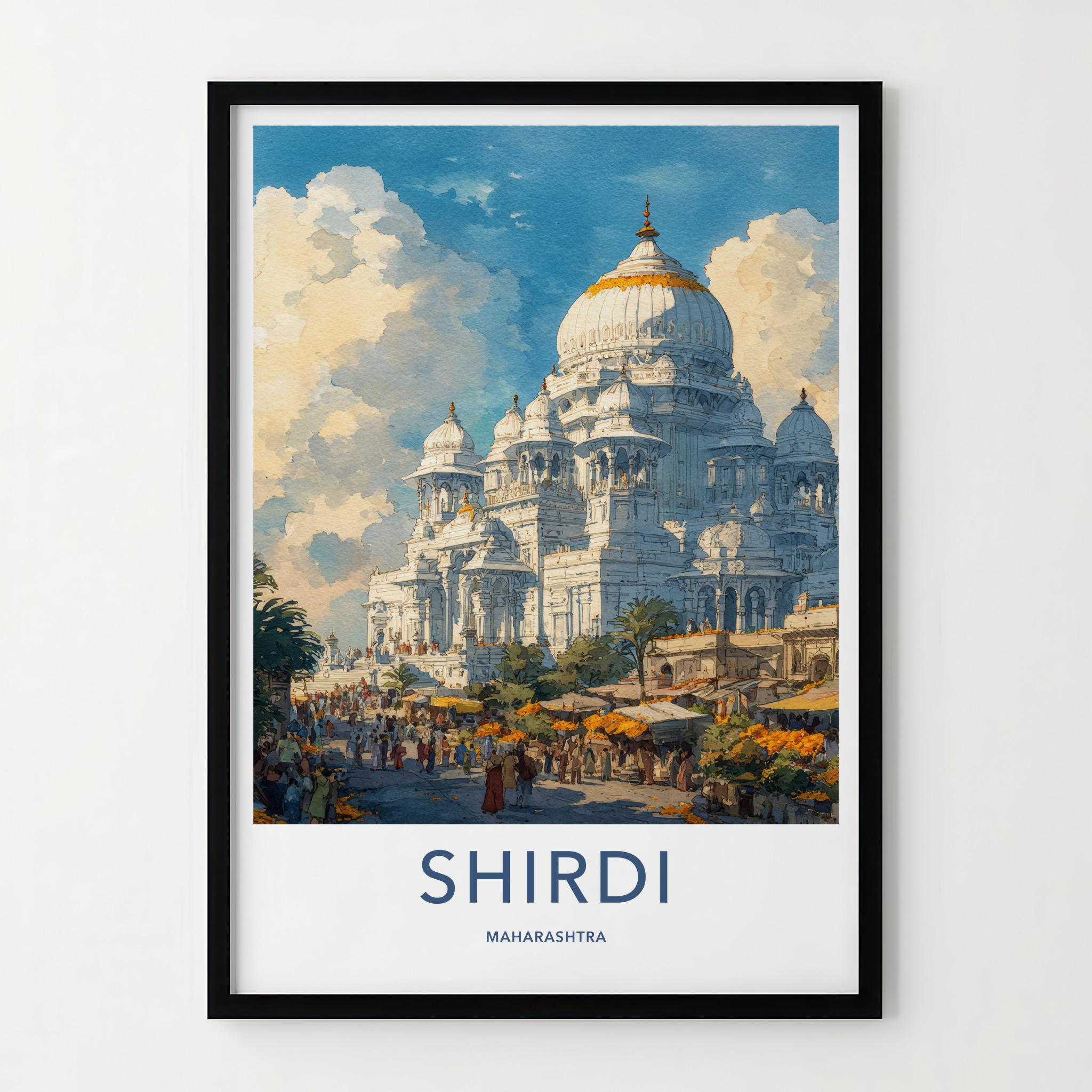 Shirdi Poster - India Travel Art - Maharashtra White Temple Complex Home Decor
